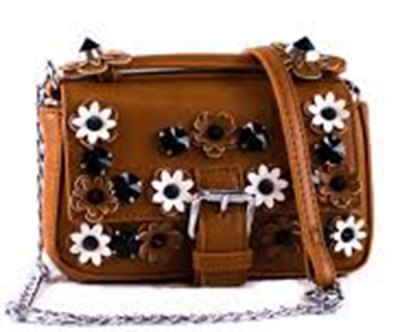Flower And Belt Clip Two Tone Messenger Bag With Strap